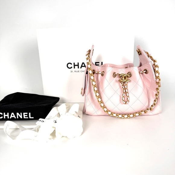 New CHANEL 25 Mini Pink Quilted Caviar Leather Shoulder Bag - Picture 3 of 12